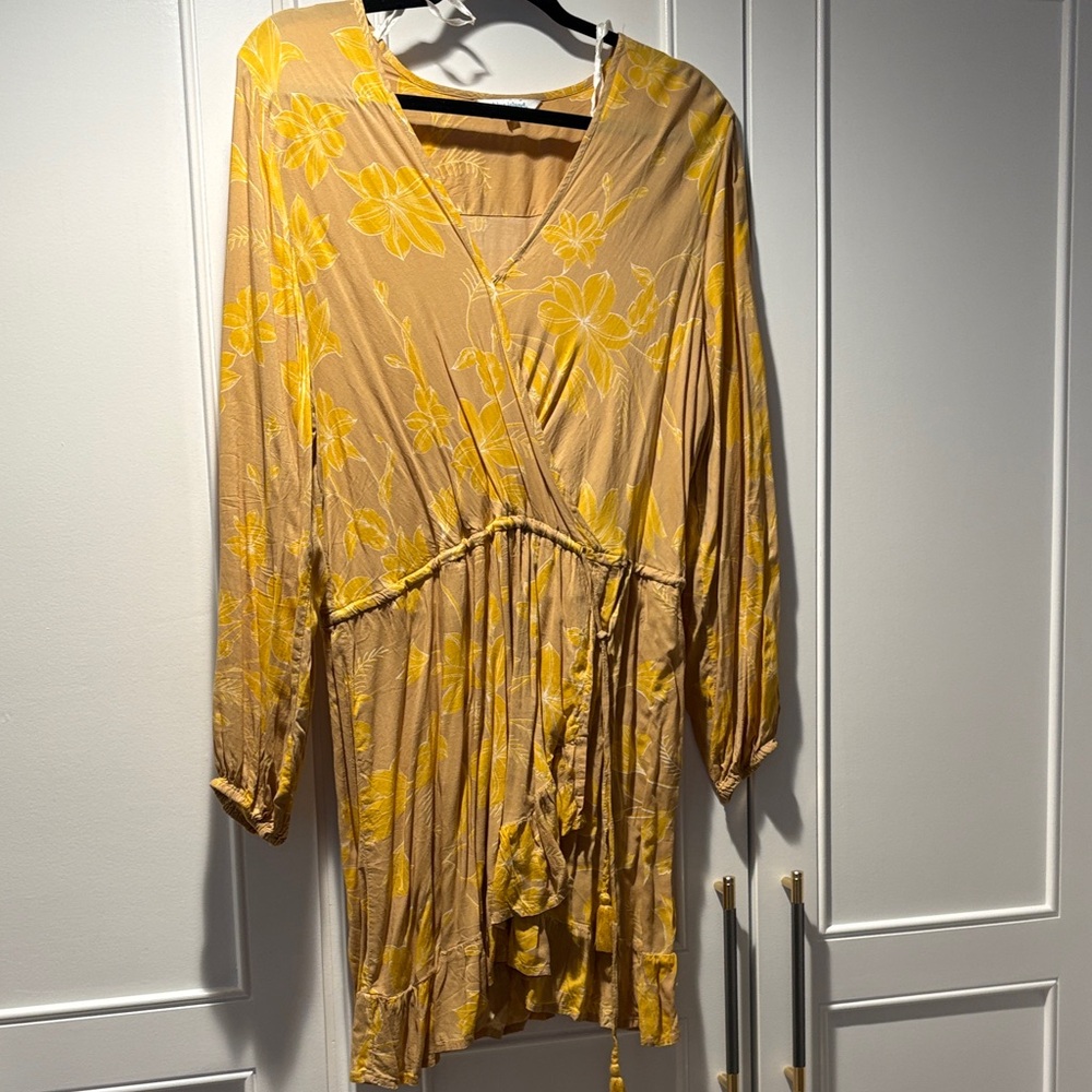 Blue Island Yellow Floral Long Sleeve Dress